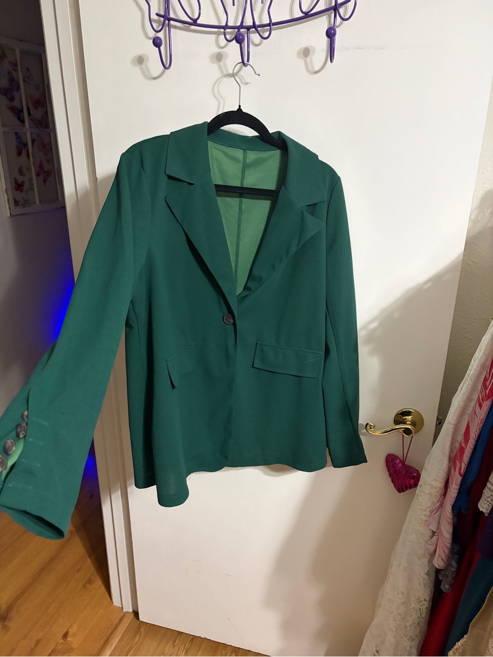 🥳 XL Women's Emerald Green Single-Button Blazer Jacket
